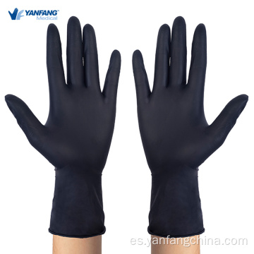 Guantes de látex nitrilo de examen largo y negro